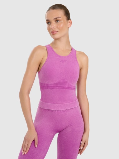  4F Damski top do jogi i pilatesu 4f 4FWAW25TFSLF578  różowy Różowy