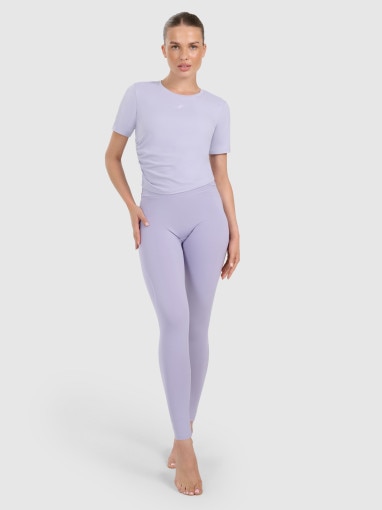 Damski crop top do jogi i pilatesu 4F 4FWAW25TFTSF1524 - fioletowy