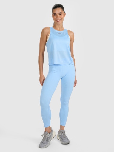 Damski top treningowy 4F 4FWAW25TFSLF572 - niebieski