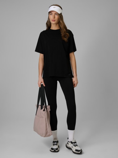 4F Damskie legginsy dzianinowe 4F 4FRAW25TTIGF321 czarne Czarny