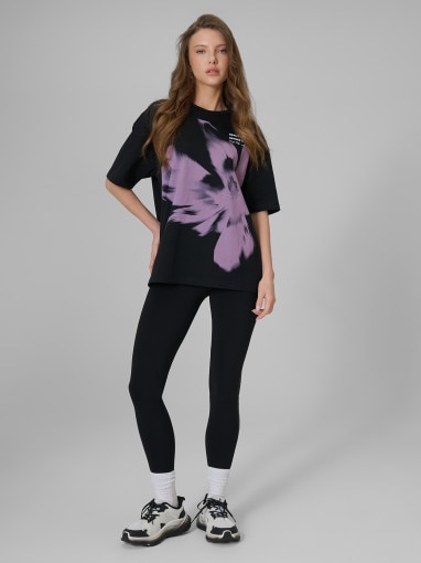  4F Damskie legginsy dzianinowe 4F 4FRSS26TTIGF325  czarne Czarny