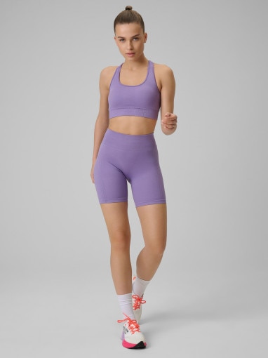  4F Damskie legginsy kolarki treningowe 4F 4FWSS26TFSTF087  fioletowe Fioletowy