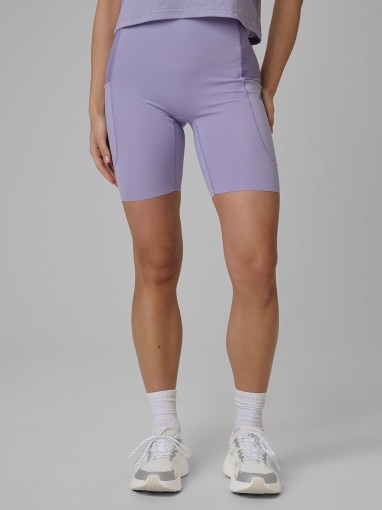 Damskie legginsy krótkie treningowe 4F 4FWSS26TFSTF071 - fioletowe