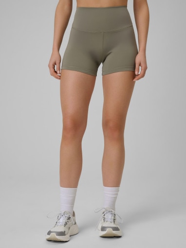 Damskie legginsy krótkie treningowe 4F 4FWSS26TFSTF086 - khaki