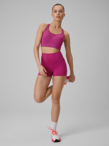  4F Damskie legginsy krótkie treningowe 4F 4FWSS26TFSTF086  różowe Różowy