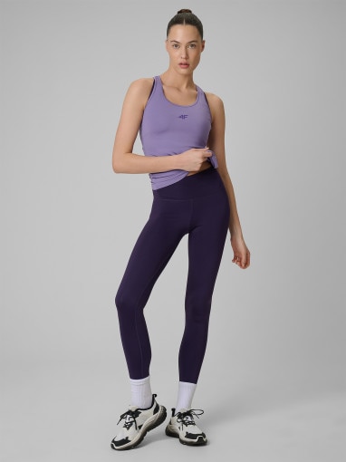  4F Damskie legginsy treningowe 4F 4FWSS26TFTIF458  fioletowe Fioletowy