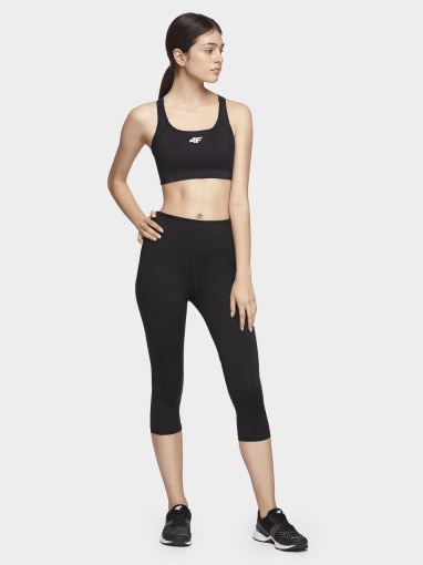  4F Damskie legginsy treningowe 4F NOSH4SPDF002  czarne Głęboka czerń