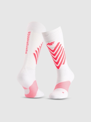  4F Damskie skarpety narciarskie 4F 4FRAW25UFSOF351  białe Biały
