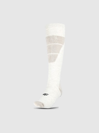  4F Damskie skarpety narciarskie 4F 4FWAW24UFSOF258  beżowe Beżowy