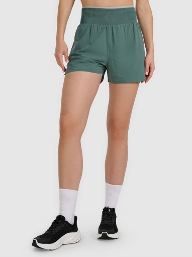 Damskie spodenki do biegania 4F 4FWAW25TFSHF1031 - zielone
