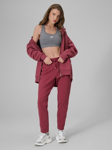  4F Damskie spodnie dresowe 4F 4FRSS26TTROF1851  burgundowe Burgund