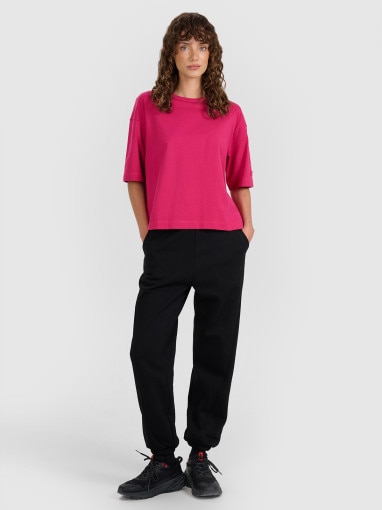  4F Damskie spodnie dresowe joggery 4F 4FWAW25TTROF1205  czarne Czarny