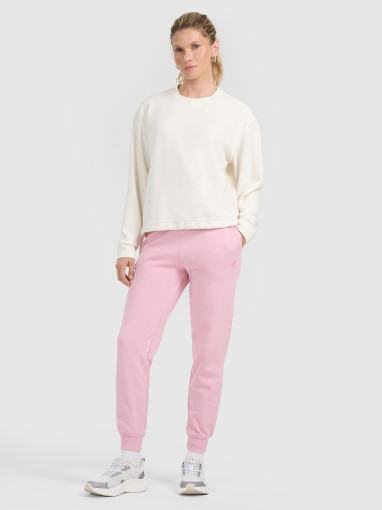 4F Damskie spodnie dresowe joggery 4F 4FWMM00TTROF0945  różowe Różowy