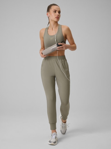  4F Damskie spodnie treningowe 4F 4FWSS26TFTRF1074  khaki Khaki
