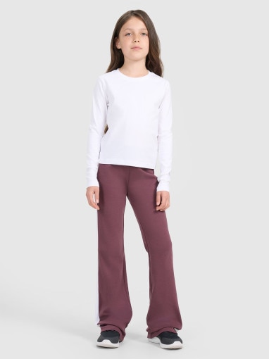 Dziewczęcy longsleeve bez nadruku 4F 4FJRAW25TLONF603 - biały