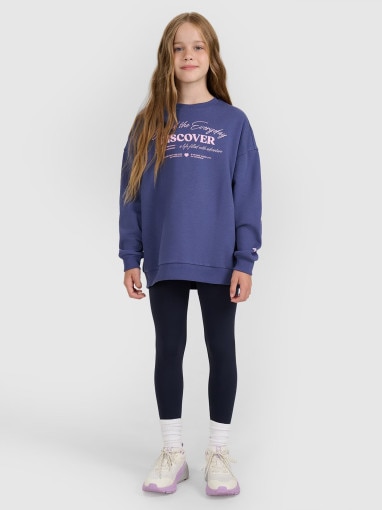 Dziewczęca bluza nierozpinana bez kaptura 4F 4FJRAW25TSWSF2428 - niebieska