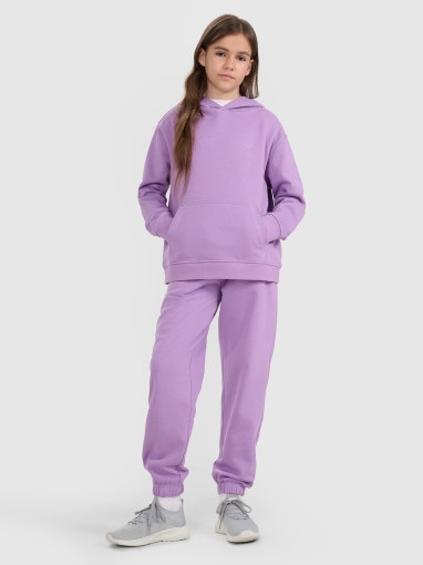 Dziewczęca bluza nierozpinana z kapturem 4F 4FJRAW25TSWSF2467 - fioletowa