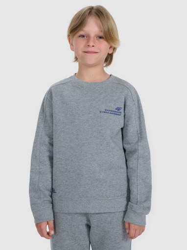  4F JUNIOR Chłopięca bluza nierozpinana bez kaptura 4F 4FJRAW25TSWSM2413  szara Szary