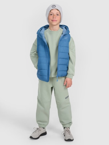 Chłopięca bluza nierozpinana bez kaptura 4F 4FJRAW25TSWSM2448 - oliwkowa