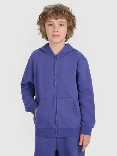  4F JUNIOR Chłopięca bluza rozpinana z kapturem 4F 4FJRAW25TSWSM2488  niebieska Niebieski