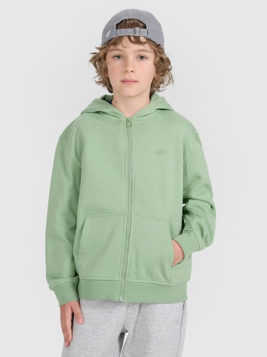  4F JUNIOR Chłopięca bluza rozpinana z kapturem 4F 4FJRAW25TSWSM2488  turkusowa Turkusowy