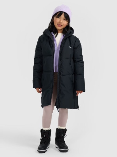  4F JUNIOR Dziewczęcy płaszcz zimowy 4F 4FJRAW25TTJAF1068  czarny Czarny