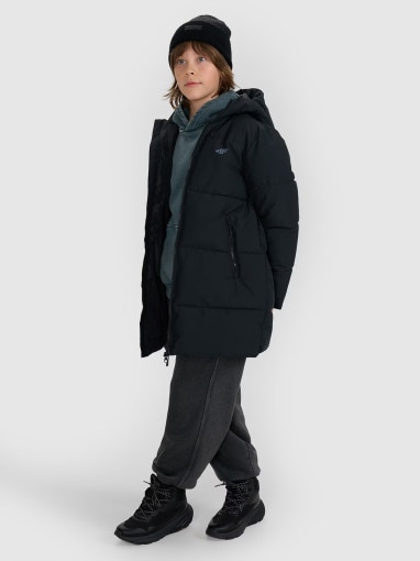 Chłopięcy płaszcz zimowy 4F 4FJRAW25TTJAM1069 - czarny