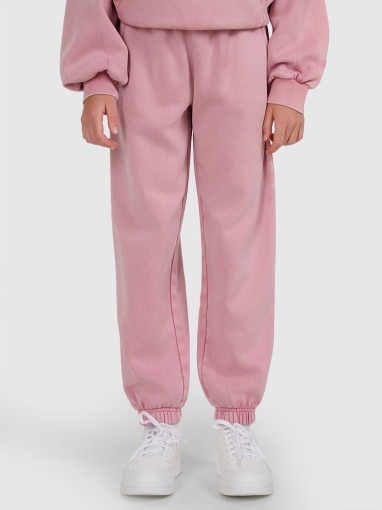 Dziewczęce spodnie dresowe joggery 4F 4FJRAW25TTROF1473 - różowe