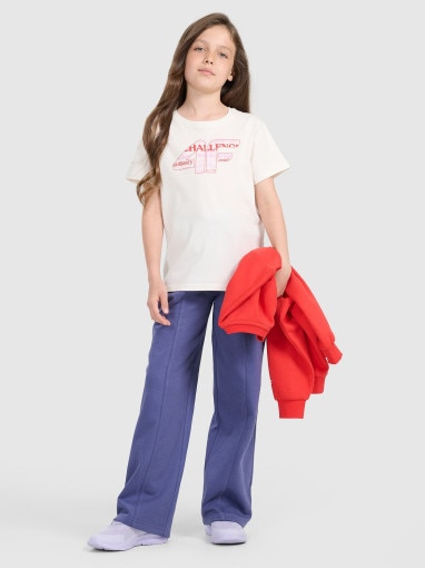  4F JUNIOR Dziewczęce spodnie dresowe 4F 4FJRAW25TTROF1598  granatowe Granatowy