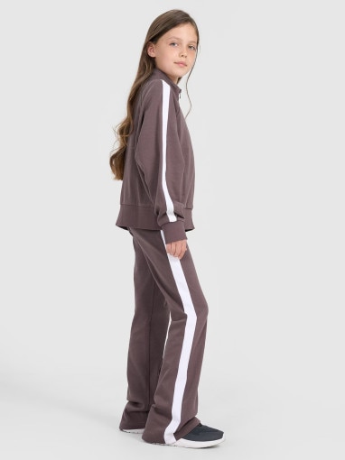 Dziewczęce spodnie dresowe 4F 4FJRAW25TTROF1599 - brązowe