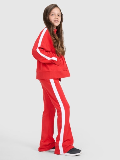 Dziewczęce spodnie dresowe 4F 4FJRAW25TTROF1599 - czerwone