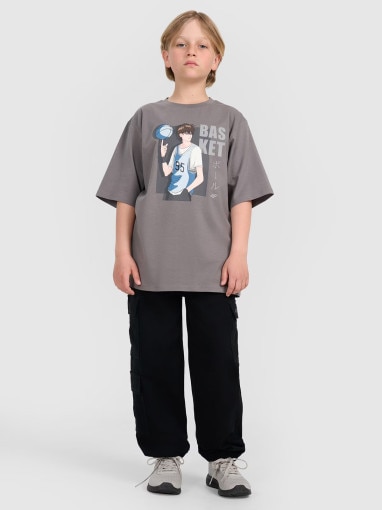  4F JUNIOR Chłopięce spodnie cargo 4F 4FJRAW25TTROM1527  czarne Czarny