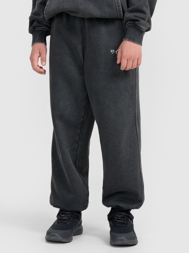 Chłopięce spodnie dresowe joggery 4F 4FJRAW25TTROM1528 - szare