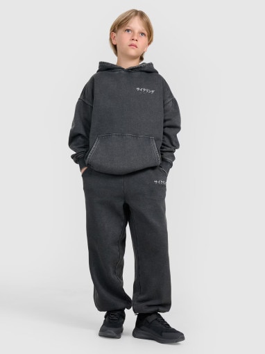  4F JUNIOR Chłopięce spodnie dresowe joggery 4F 4FJRAW25TTROM1528  szare Szary