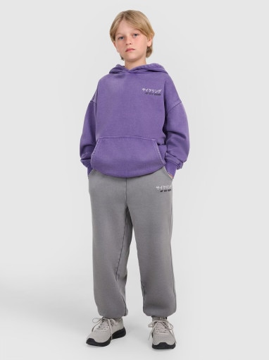  4F JUNIOR Chłopięce spodnie dresowe joggery 4F 4FJRAW25TTROM1528  szare Szary