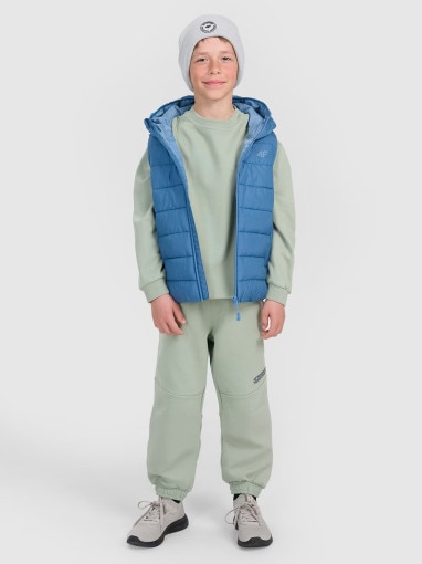  4F JUNIOR Chłopięce spodnie dresowe joggery 4F 4FJRAW25TTROM1605  oliwkowe Oliwkowy