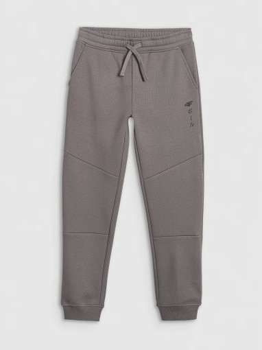  4F JUNIOR Chłopięce spodnie dresowe joggery 4F 4FJRAW25TTROM1663  szare Szary