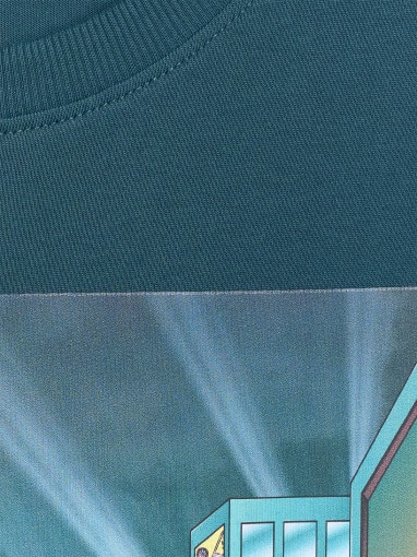 Chłopięcy t-shirt z nadrukiem 4F 4FJRAW25TTSHM3061 - turkusowy