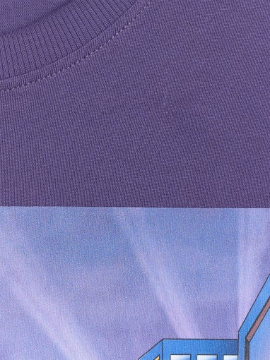 Chłopięcy t-shirt z nadrukiem 4F 4FJRAW25TTSHM3061 - fioletowy