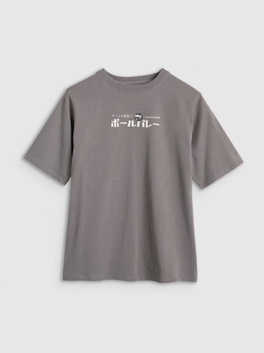  4F JUNIOR Chłopięcy tshirt oversize z nadrukiem 4F 4FJRAW25TTSHM3064  szary Szary