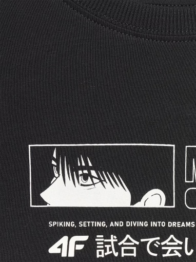 Chłopięcy t-shirt oversize z nadrukiem 4F 4FJRAW25TTSHM3065 - czarny