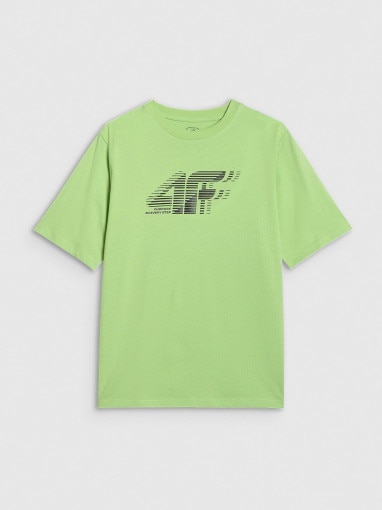  4F JUNIOR Chłopięcy tshirt z nadrukiem 4F 4FJRAW25TTSHM3165  zielony Zielony