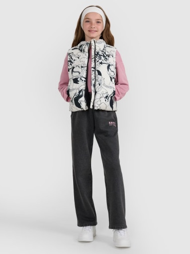 Dziewczęcy bezrękawnik puchowy 4F 4FJRAW25TVJAF320 - biały