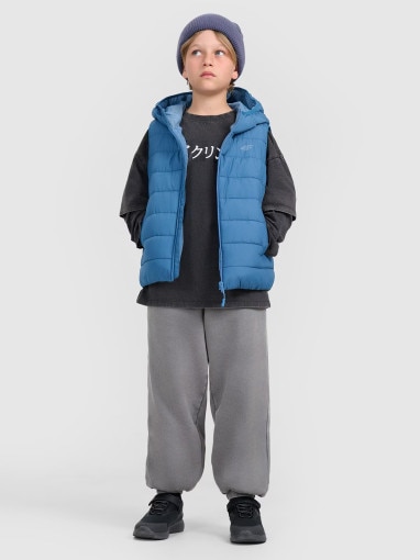 Chłopięcy bezrękawnik pikowany 4F 4FJRAW25TVJAM324 - niebieski