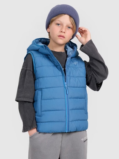 4F JUNIOR Chłopięcy bezrękawnik pikowany 4F 4FJRAW25TVJAM324 niebieski Niebieski