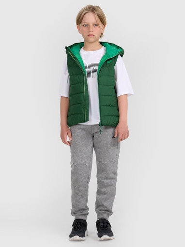 Chłopięcy bezrękawnik pikowany 4F 4FJRAW25TVJAM324 - zielony