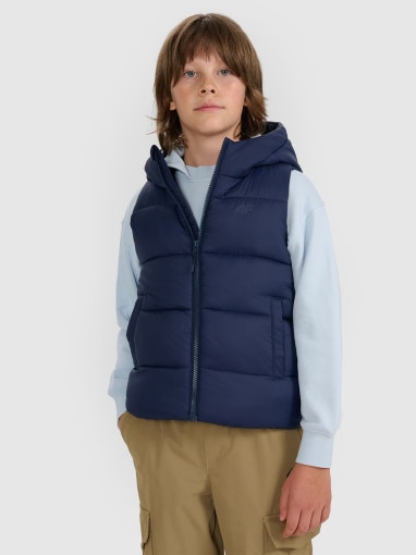 4F JUNIOR Dziecięcy bezrękawnik pikowany 4F 4FJRAW25TVJAU331 granatowy Granatowy