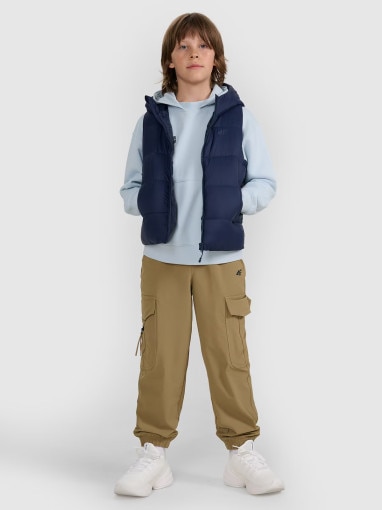 Dziecięcy bezrękawnik pikowany 4F 4FJRAW25TVJAU331 - granatowy