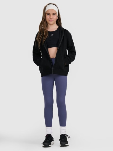 Dziewczęca bluza rozpinana z kapturem 4F 4FJRMM00TSWSF2464 - czarny