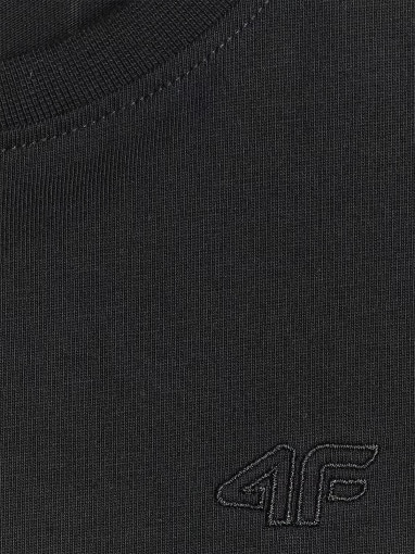 Dziewczęcy t-shirt bez nadruku 4F 4FJRMM00TTSHF3231 - czarny